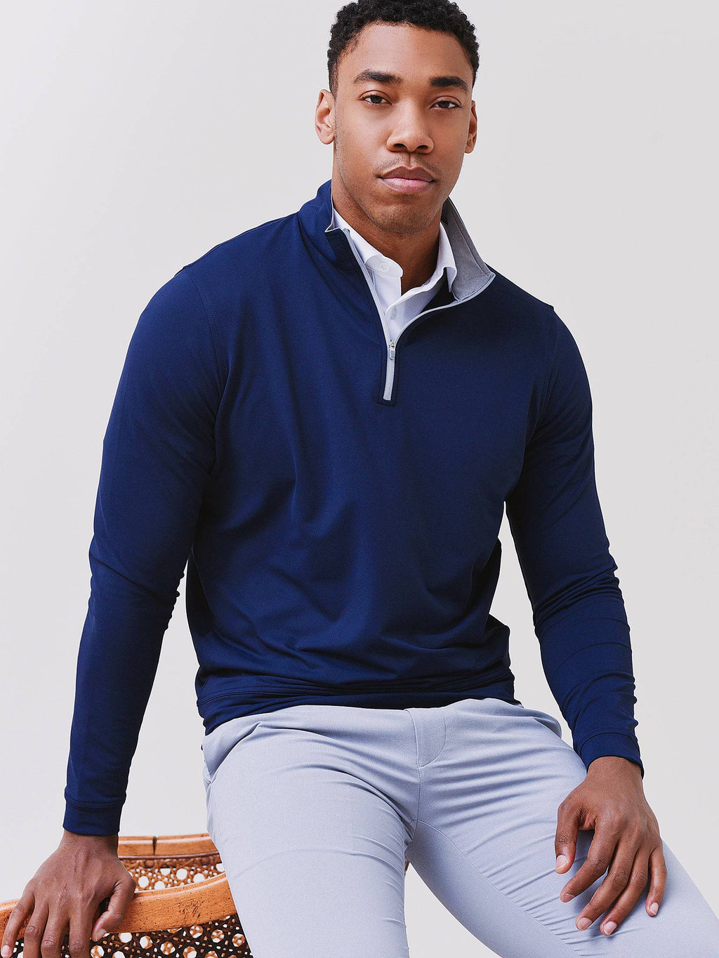 Peter Millar Crown Sport Men's Perth Stretch Loop Terry Quarter-Zip - Saint Bernard