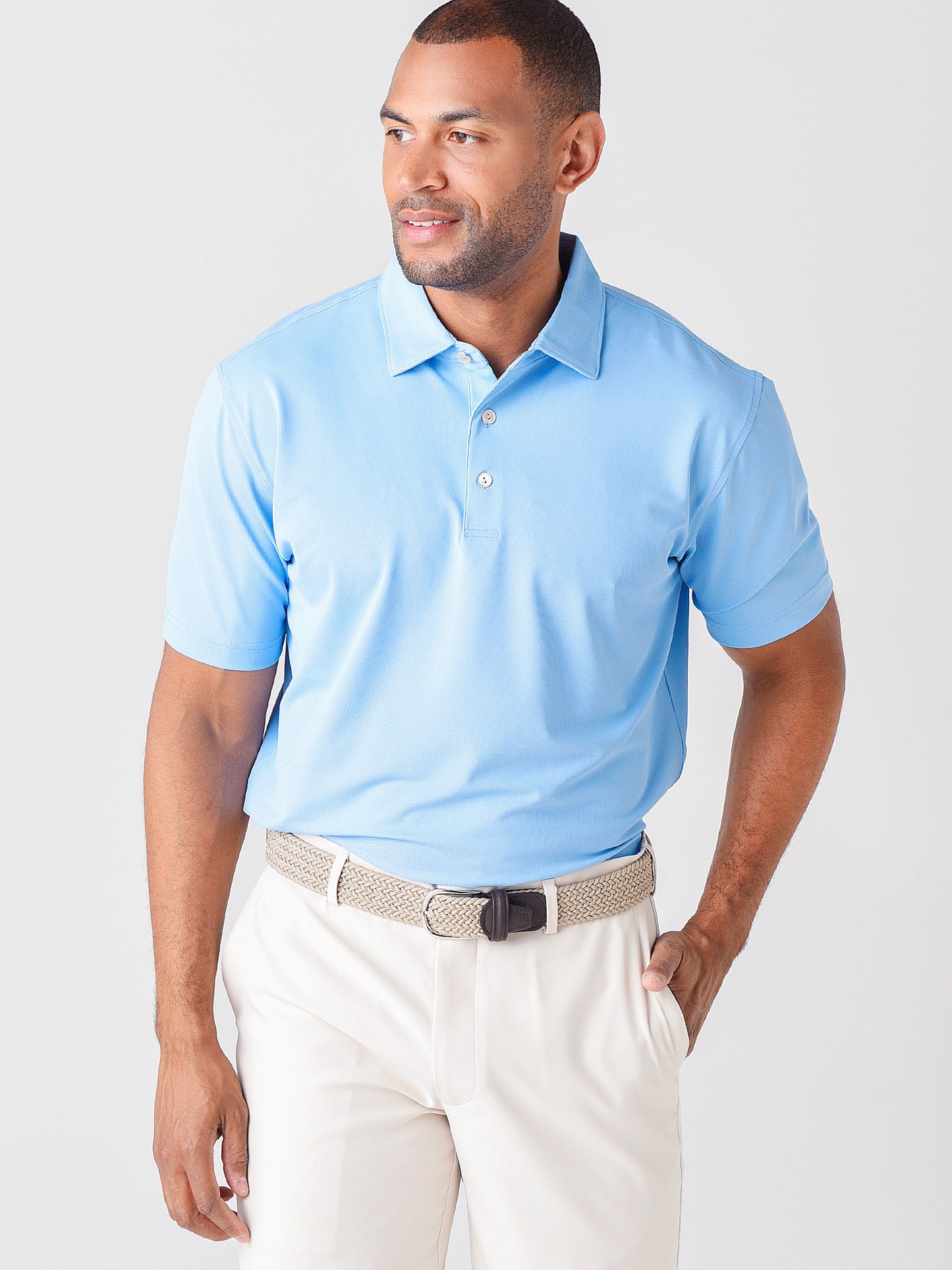 Peter Millar Crown Sport Men's Solid Stretch Mesh Polo - Saint Bernard
