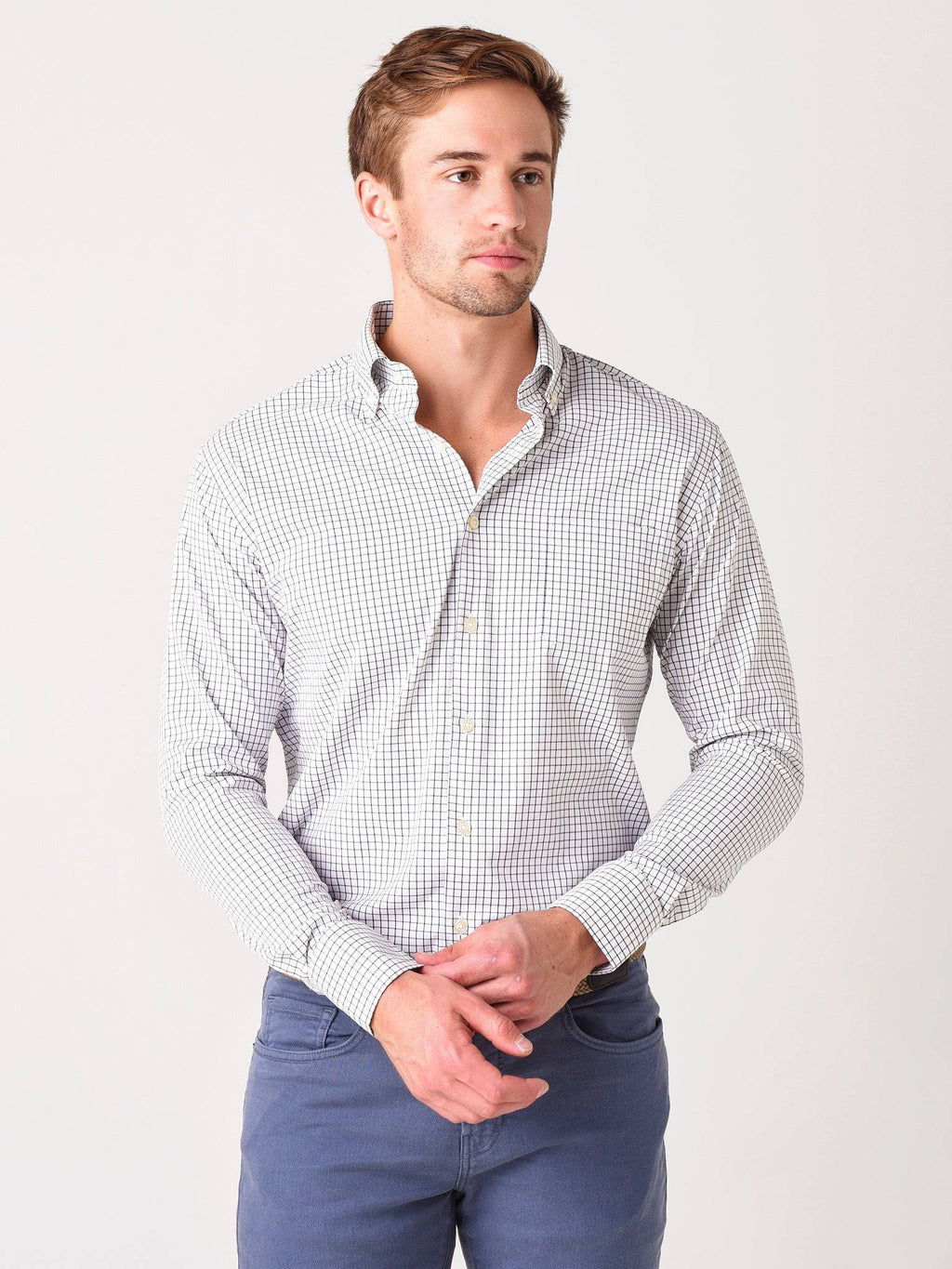 Peter Millar Crown Sport Men's Captain Performance Tattersall Sport Shirt - Saint Bernard