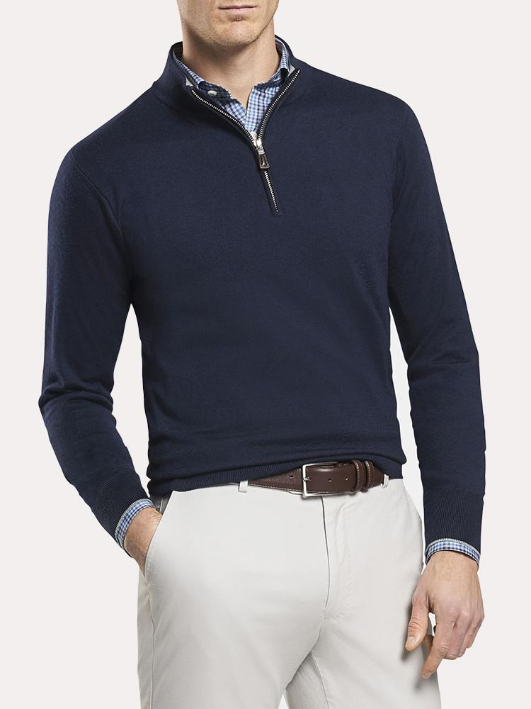 Peter Millar Crown Comfort Cashmere Silk Quarter Zip Sweater - Saint Bernard