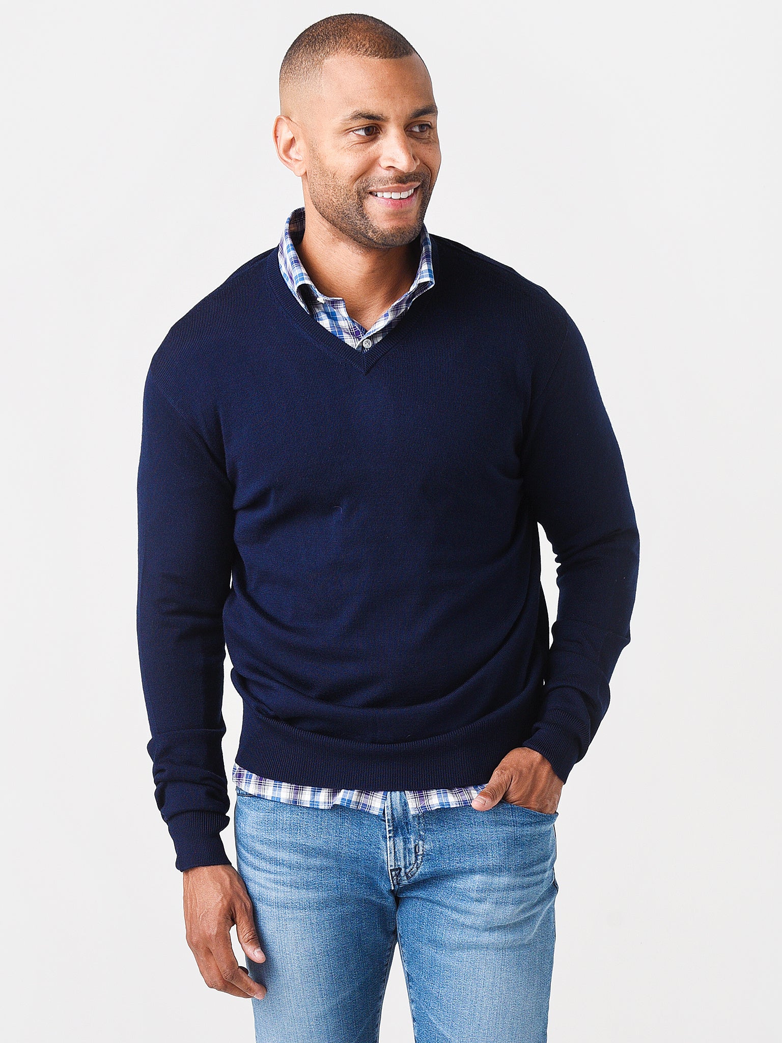 Peter Millar Crown Men's Soft Merino-Silk V-Neck Sweater - Saint Bernard