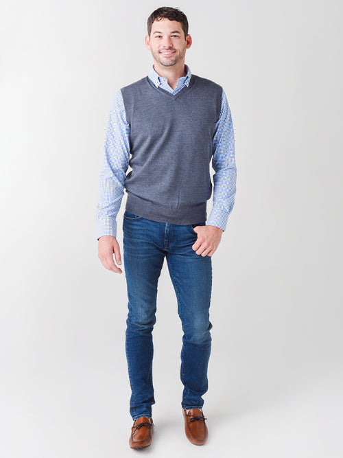 Peter Millar Crown Men's Crown Soft Merino-Silk V-Neck Vest