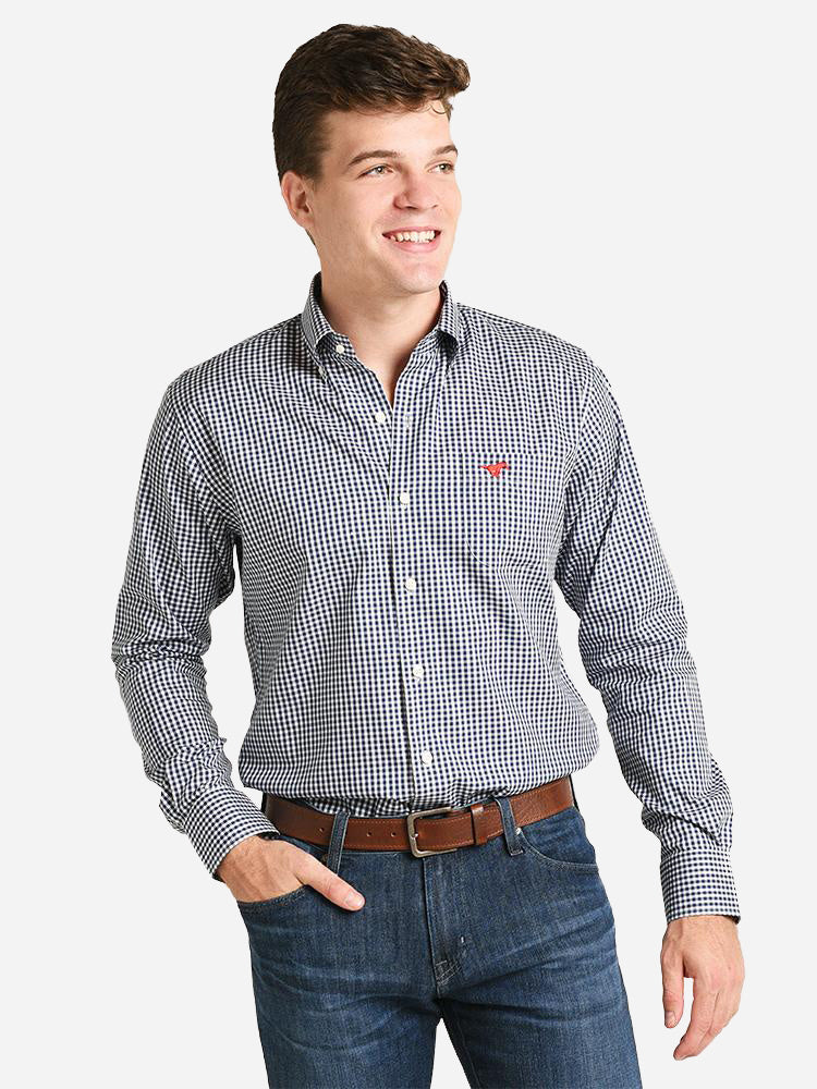 Peter Millar Men's Crown Soft Stretch Gingham Collegiate Sport Shirt - Saint Bernard