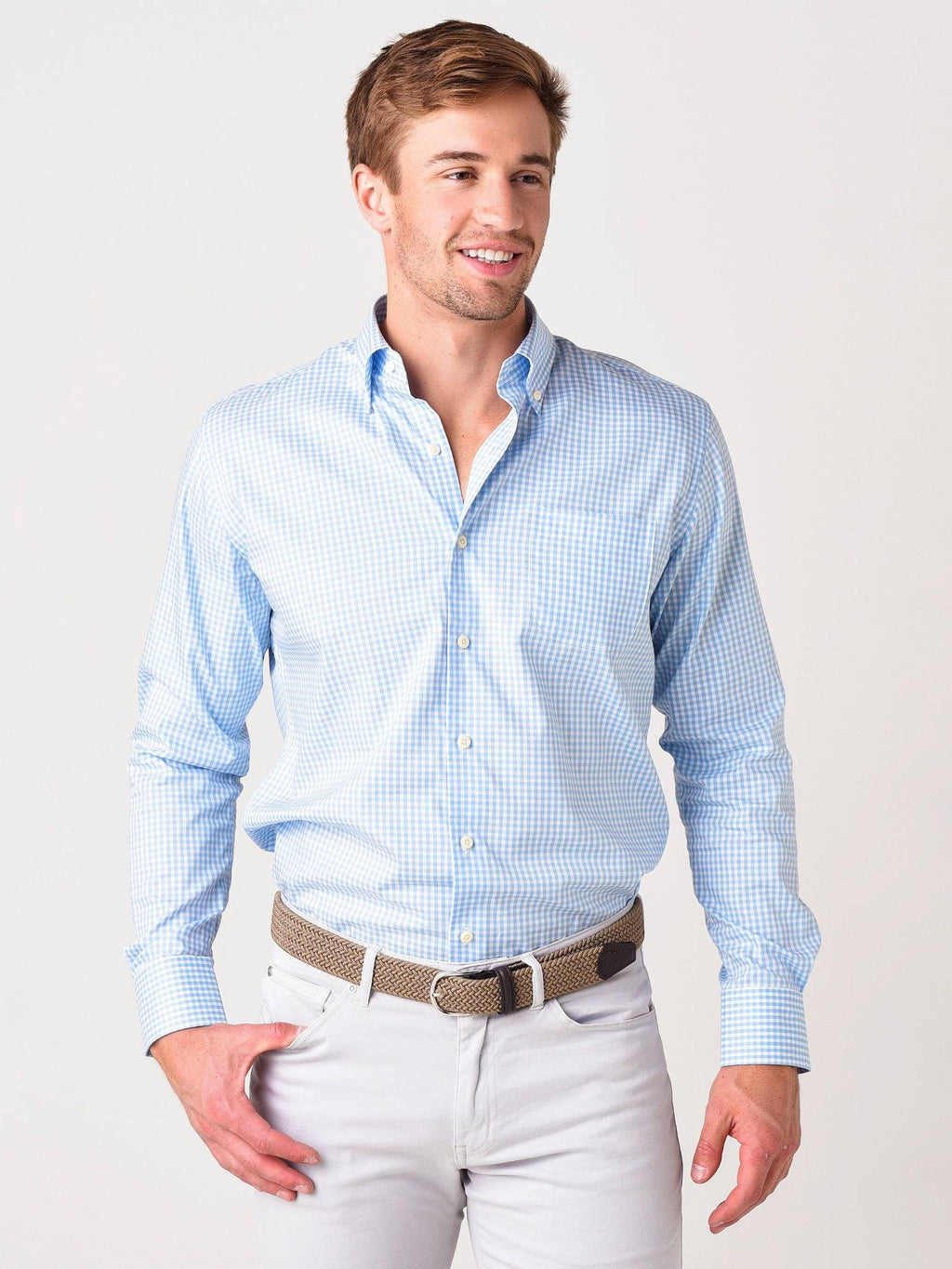 Peter Millar Crown Men's Crown Soft Gingham Sport Shirt - Saint Bernard
