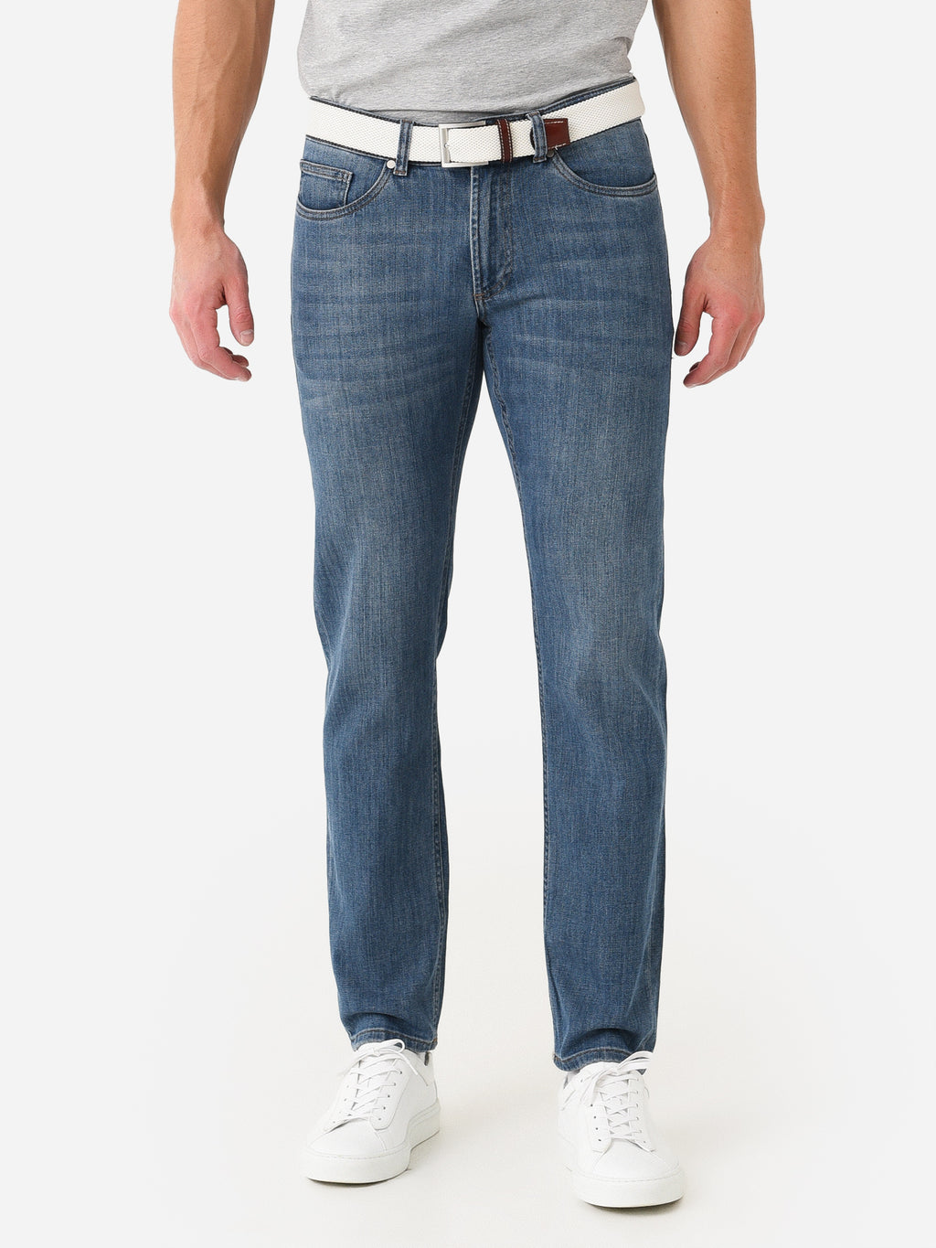 Peter Millar Crown Crafted Men's Vintage Washed Five-Pocket Denim Jean - Saint Bernard
