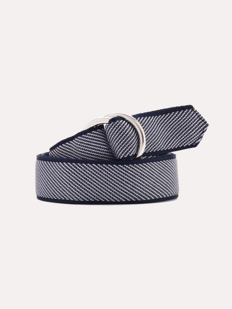 Peter Millar Needle Stripe O-Ring Ribbon Belt - Saint Bernard