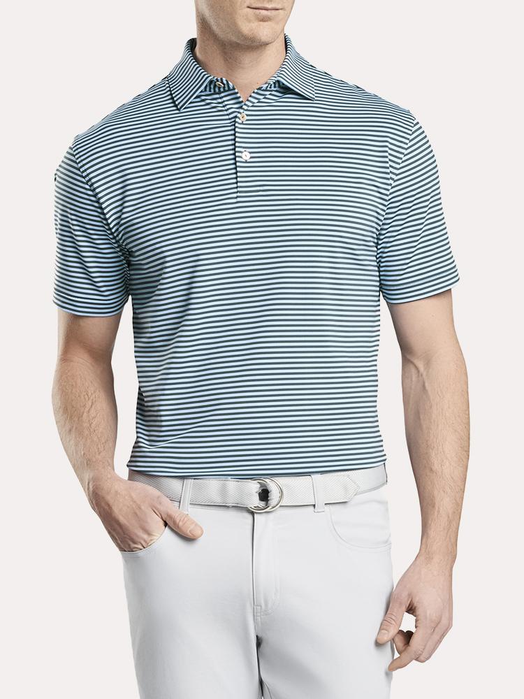 Peter Millar Men's Competition Stripe Performance Polo - Saint Bernard