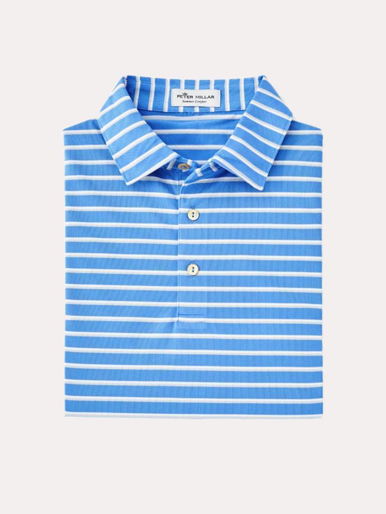 Peter Millar Coley Stripe Stretch Mesh Polo - Saint Bernard