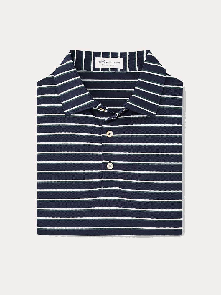 Peter Millar Coley Stripe Stretch Mesh Polo - Saint Bernard