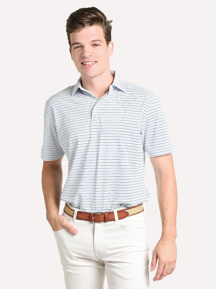 Peter Millar Peace Stripe Stretch Mesh Polo - Saint Bernard