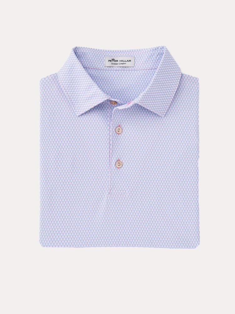 Peter Millar Saigon Print Scallop Stretch Mesh Polo - Saint Bernard