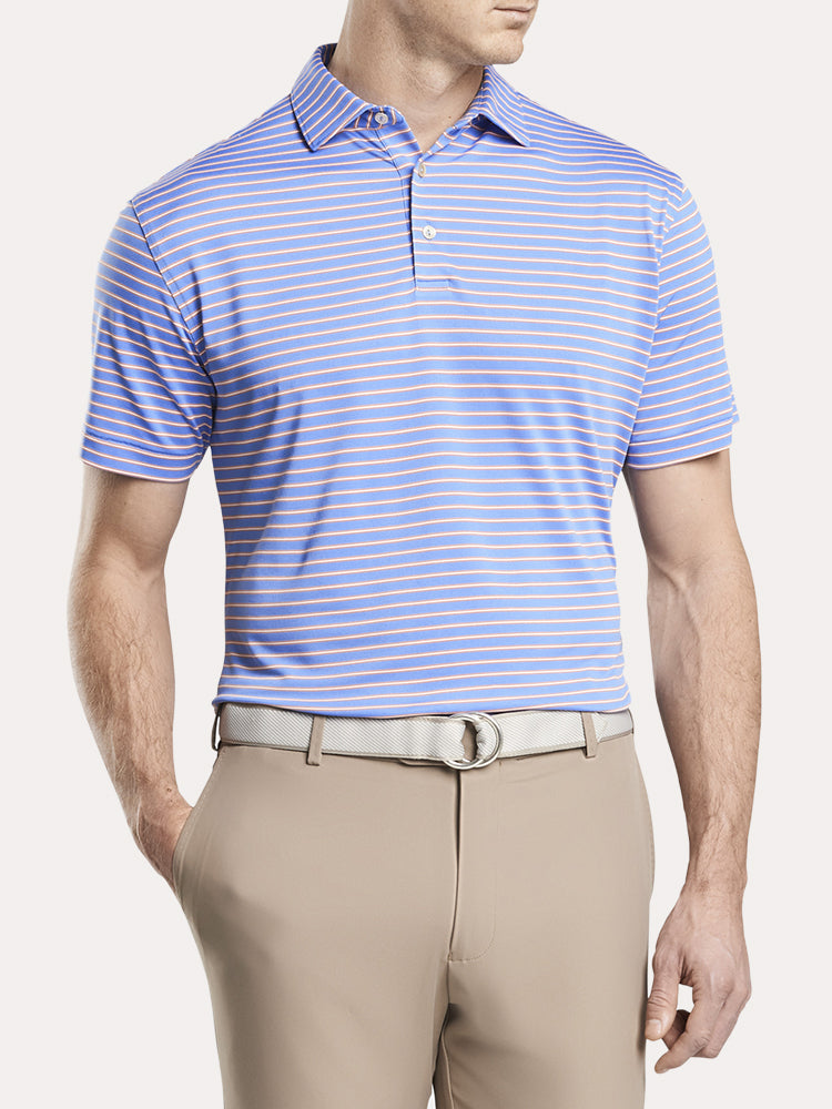 Peter Millar Perfect Stripe Stretch Mesh Polo - Saint Bernard