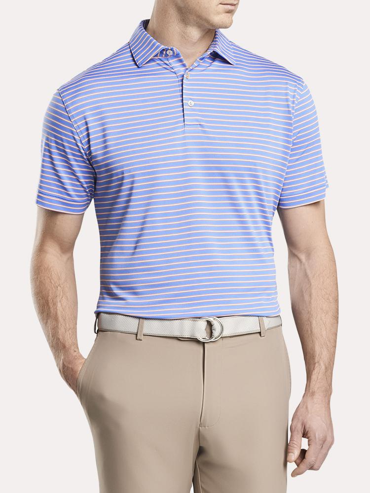 Peter Millar Perfect Stripe Stretch Mesh Polo - Saint Bernard