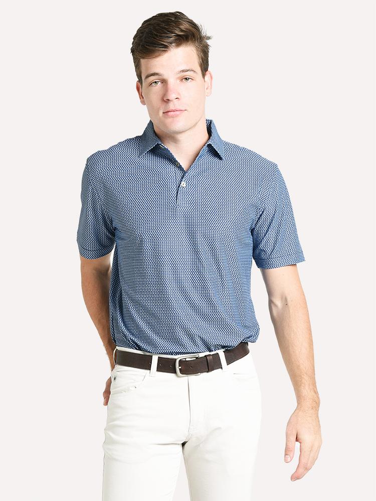 Peter Millar Wonder Printed Birdie Mesh Polo - Saint Bernard
