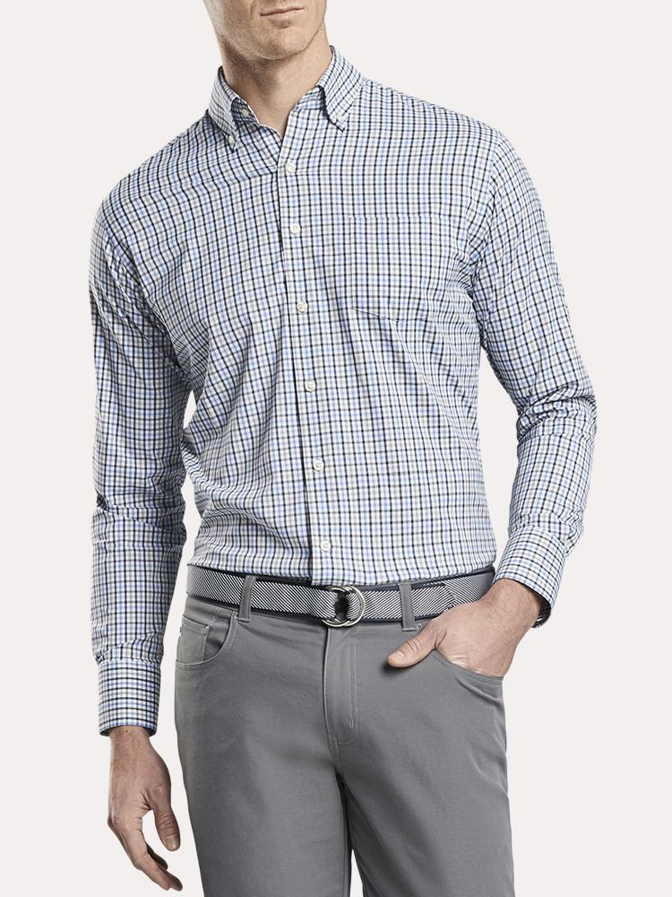 Peter Millar Men's Performance Aspen Multi Check Woven - Saint Bernard