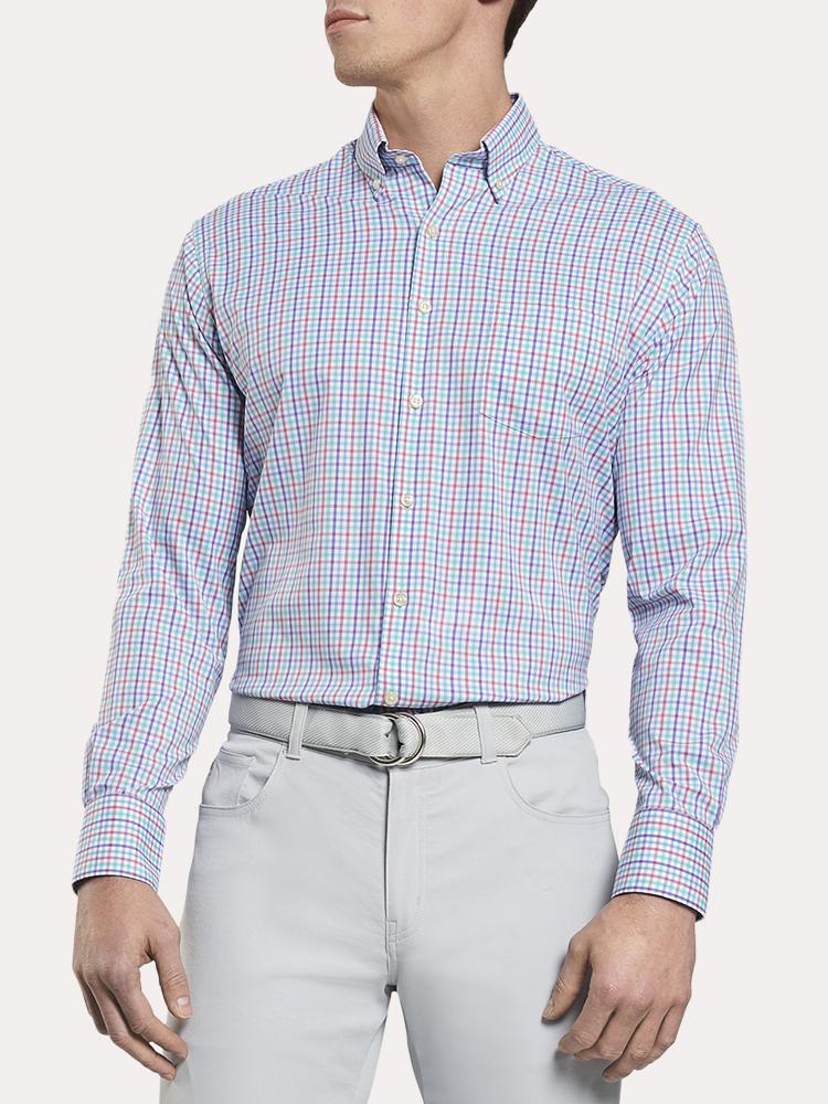 Peter Millar Men's Performance Aspen Multi Check Woven - Saint Bernard