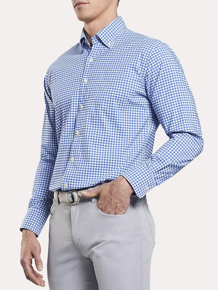 Peter Millar Performance Stretch Humphrey Ginghan Woven Shirt - Saint Bernard