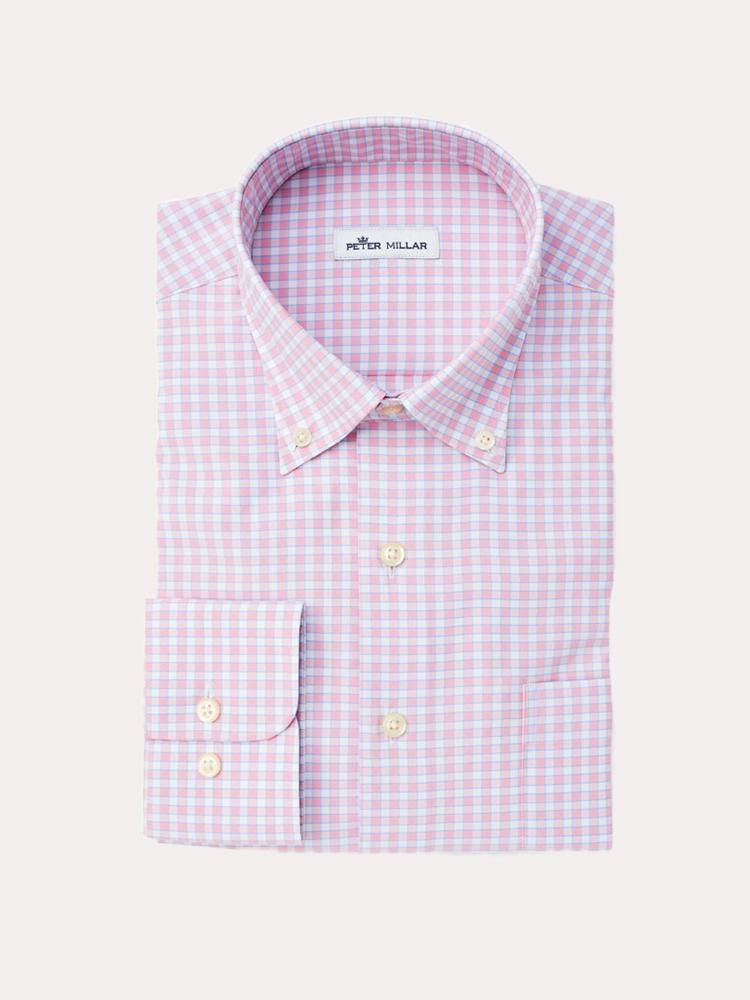 Peter Millar Performance Stretch Humphrey Ginghan Woven Shirt - Saint Bernard