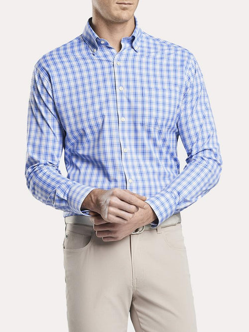 Peter Millar Performance Stretch Pikes Plaid Sport Shirt