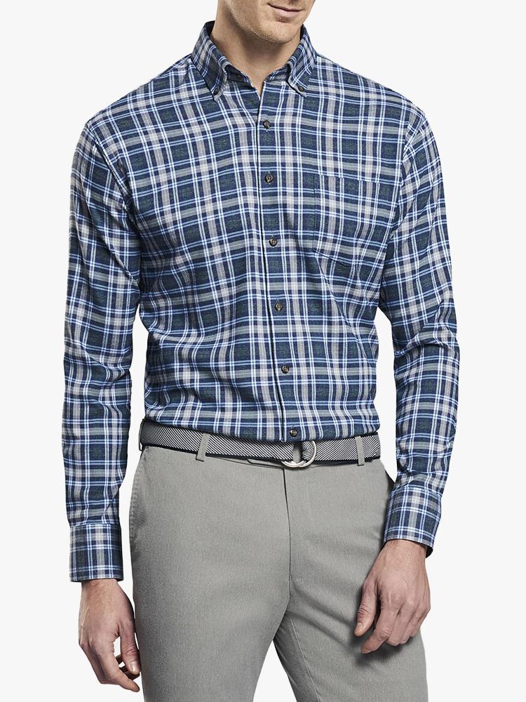 Peter Millar Men’s Douglas Check Performance Flannel Shirt - Saint Bernard