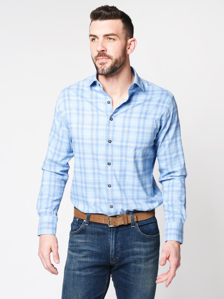 Peter Millar Men’s Performance Flannel Whittaker Plaid Shirt - Saint Bernard
