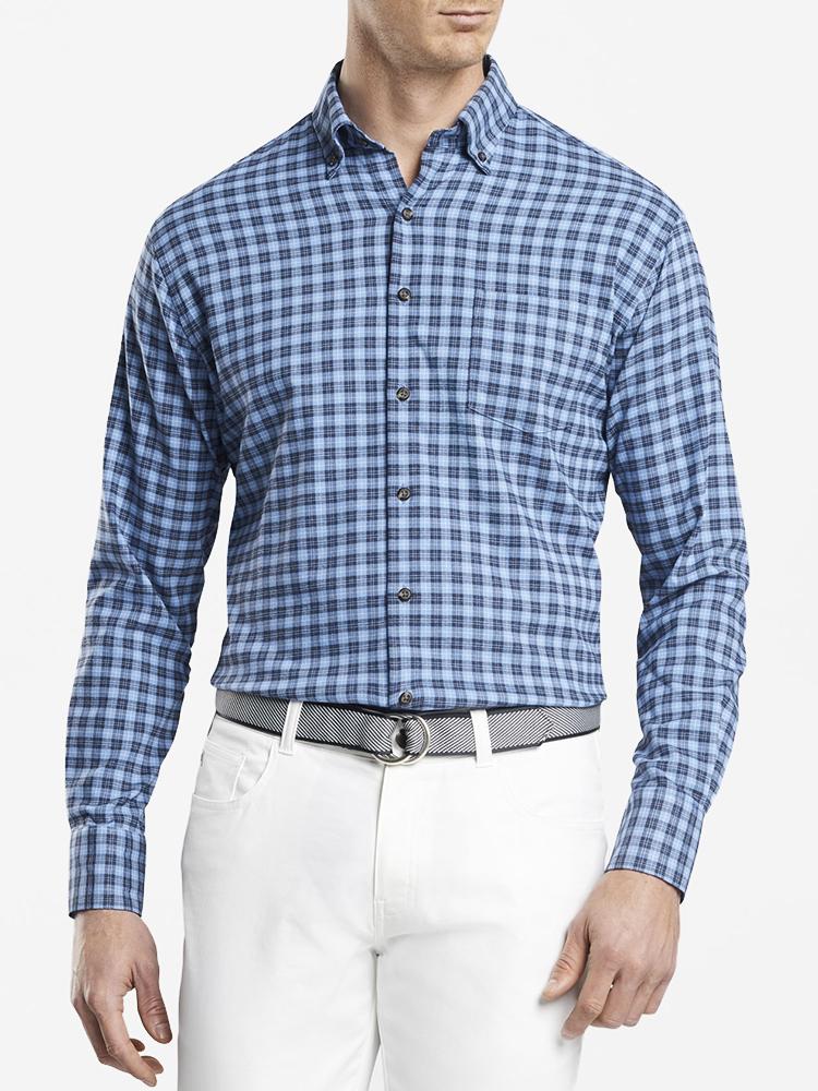 Peter Millar Hunter Check Performance Flannel Sport Shirt - Saint Bernard