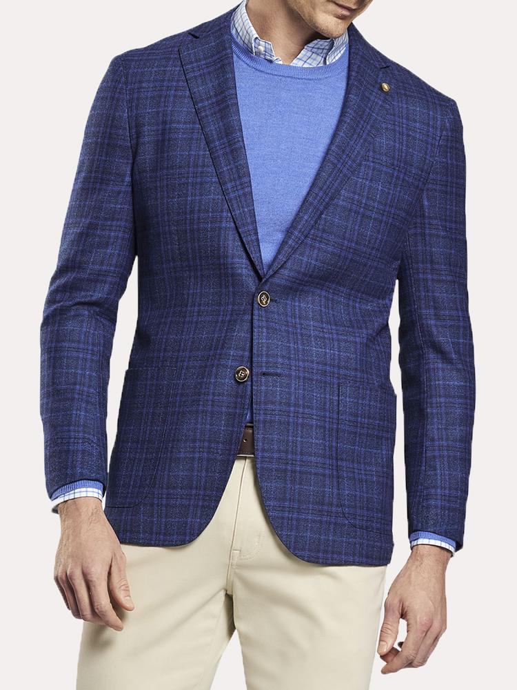 Peter Millar Men's Midnight Windowpane Soft Jacket - Saint Bernard