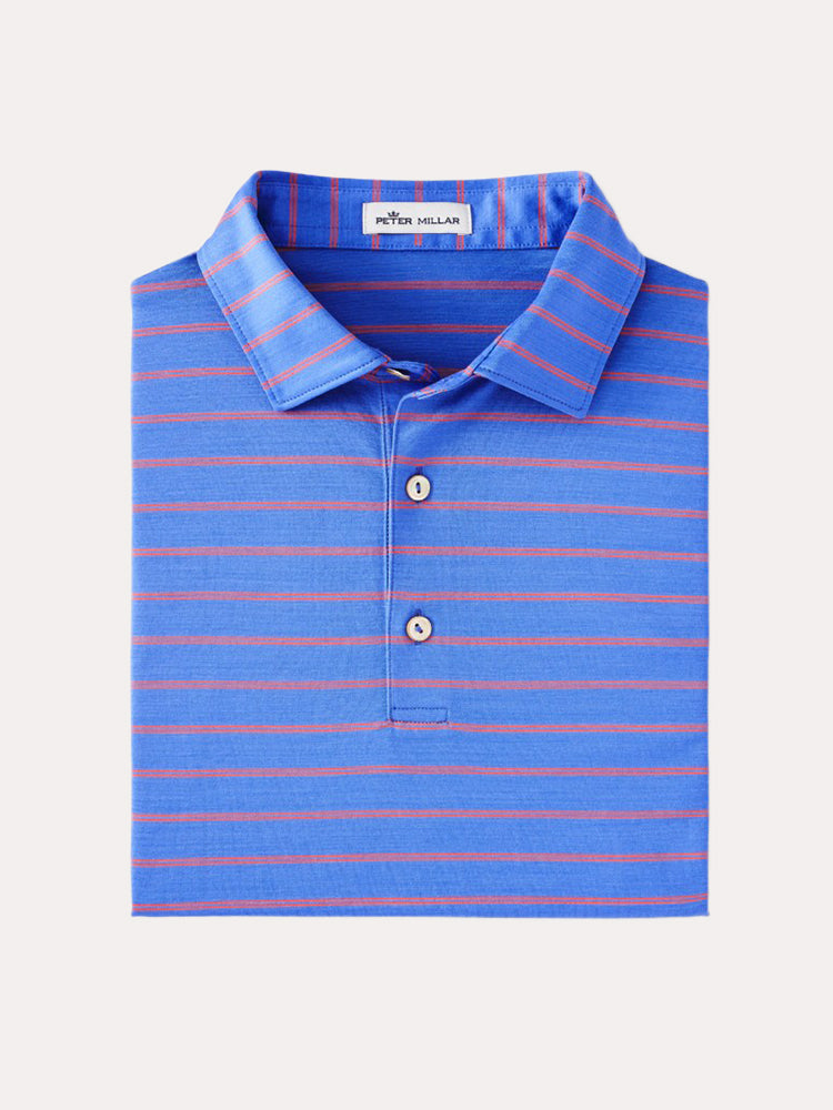 Peter Millar Crown Ease Collins Stripe Cotton Lisle Polo - Saint Bernard
