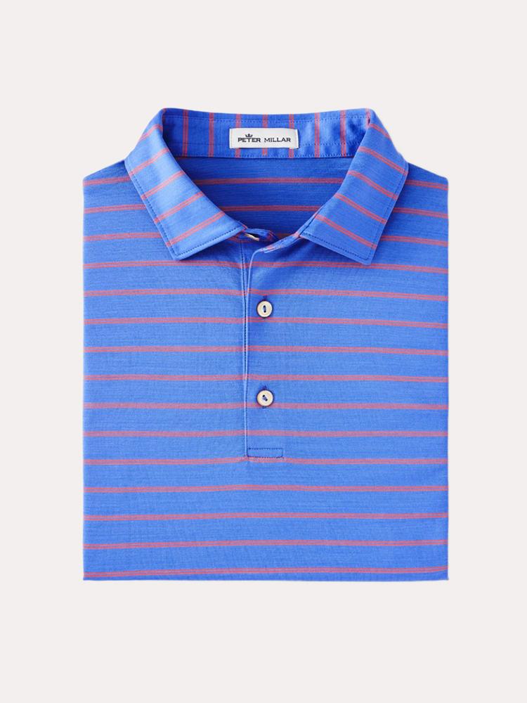 Peter Millar Crown Ease Collins Stripe Cotton Lisle Polo - Saint Bernard