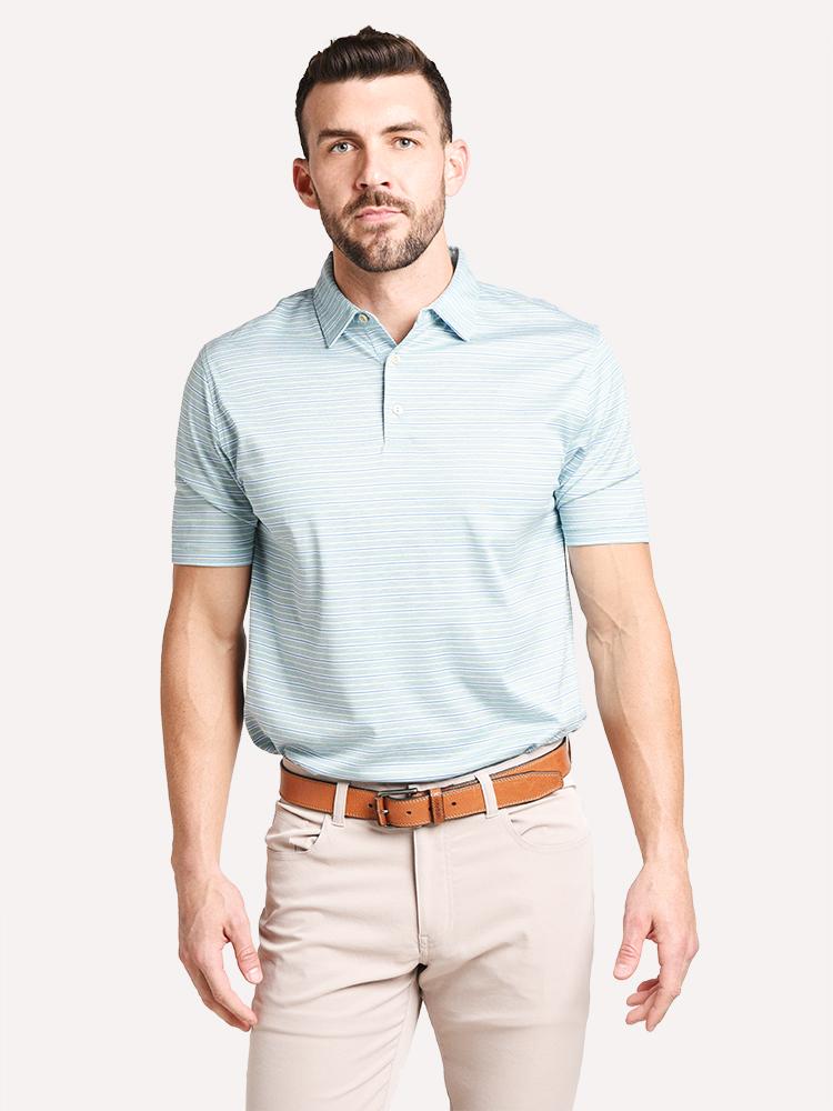 Peter Millar Crown Ease Englewood Stripe Cotton Lisle Polo - Saint Bernard