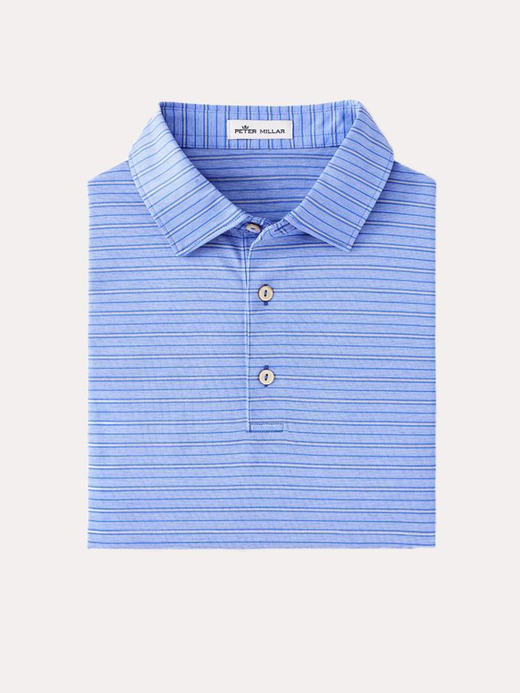 Peter Millar Crown Ease Englewood Stripe Cotton Lisle Polo - Saint Bernard