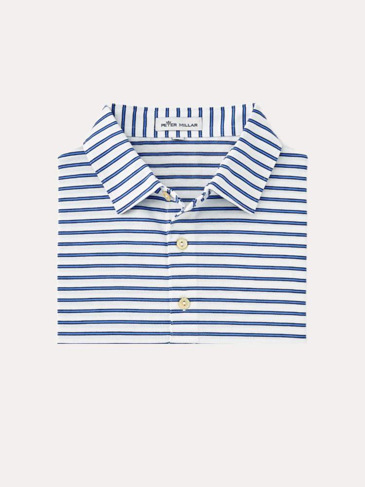 Peter Millar Crown Ease Parker Stripe Cotton Lisle Polo - Saint Bernard