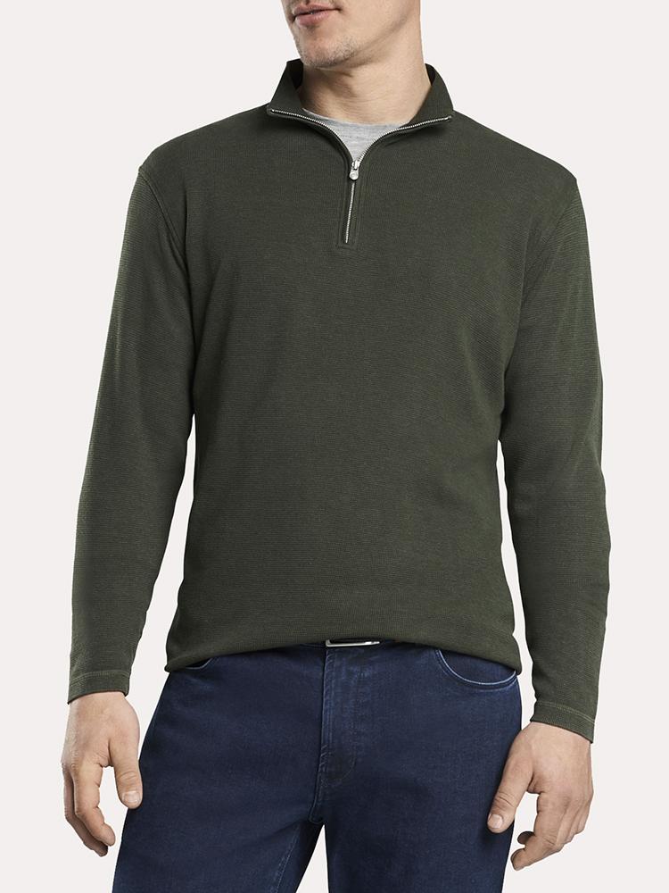 Peter Millar Men's Mountainside sun-washed Waffle Quarter-Zip Sweater - Saint Bernard