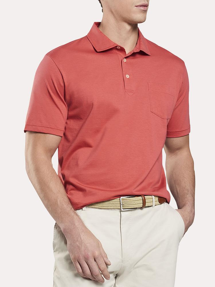 Peter Millar Men's Seaside Aqua Cotton Solid Polo - Saint Bernard