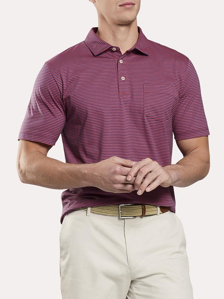 Peter Millar Men's Seaside Aqua Cotton Arcata Stripe Polo - Saint Bernard