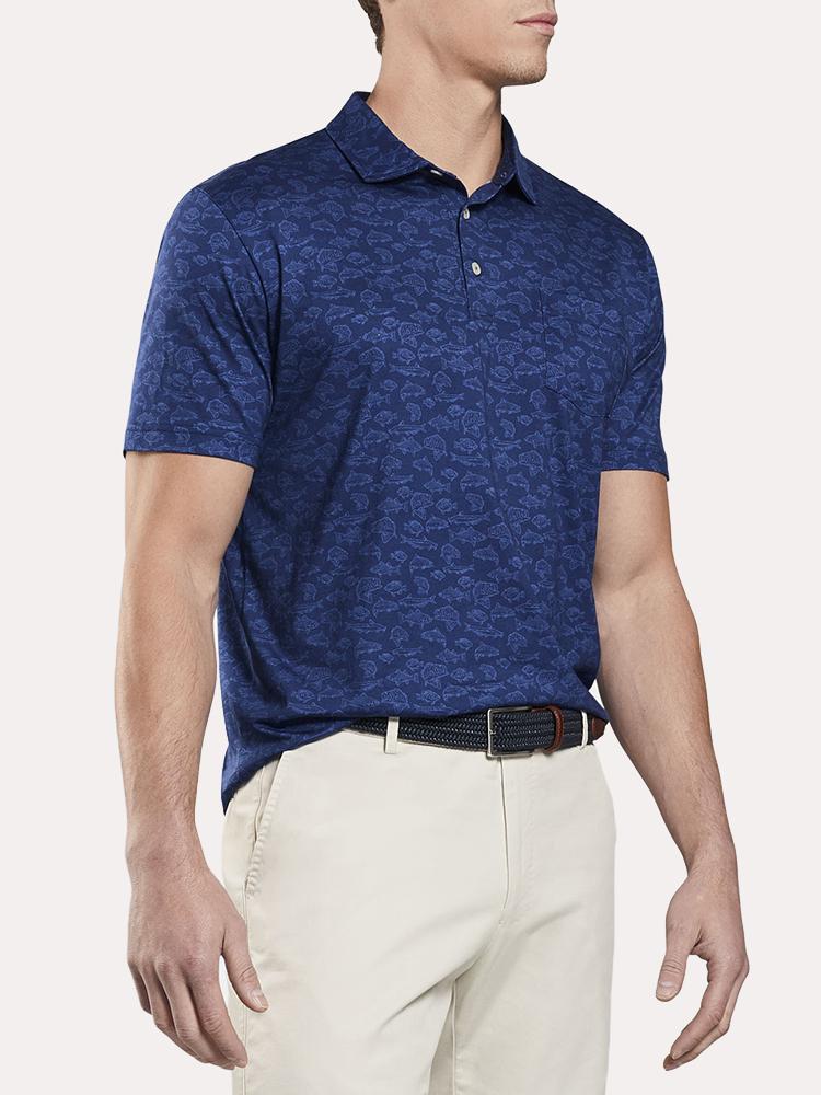 Peter Millar Men's Seaside Aqua Cotton Waterway Polo Saint Bernard