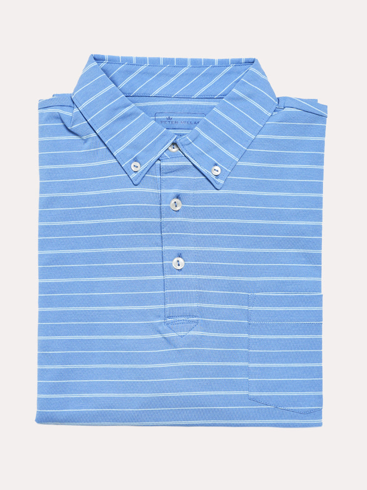 Peter Millar Men's Aqua Cotton Dunes Stripe Polo - Saint Bernard