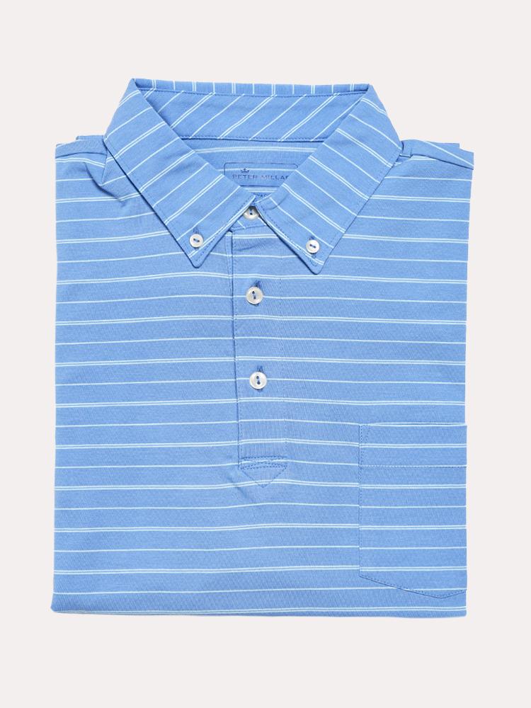Peter Millar Men's Aqua Cotton Dunes Stripe Polo - Saint Bernard