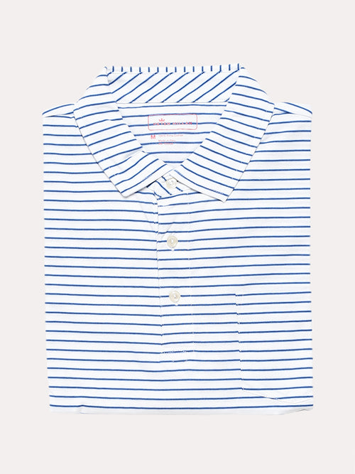 Peter Millar Men's Aqua Cotton Ferndale Stripe Polo