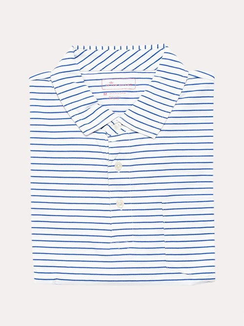 Peter Millar Men's Aqua Cotton Ferndale Stripe Polo