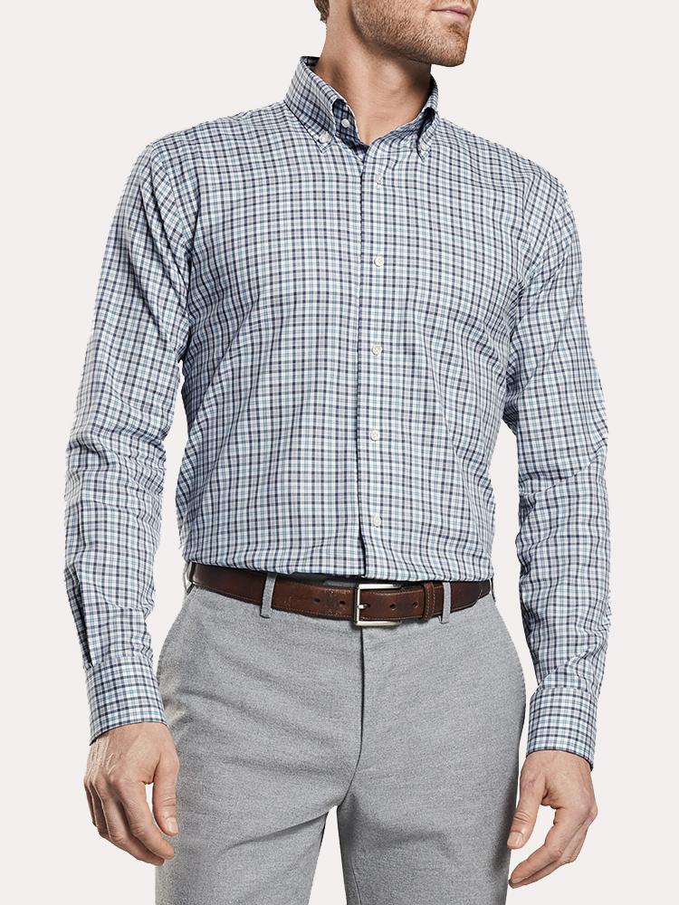 Peter Millar Massif Melange Check Sport Shirt - Saint Bernard