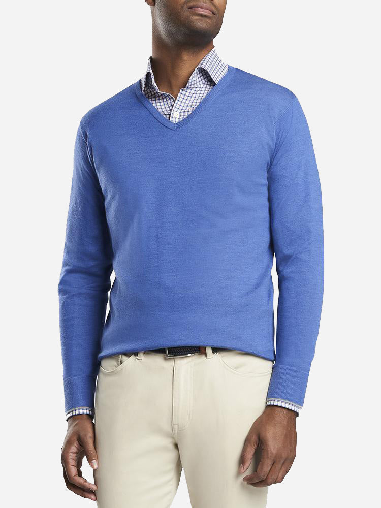 Peter Millar Crown Comfort Cashmere Silk V Neck Sweater - Saint Bernard