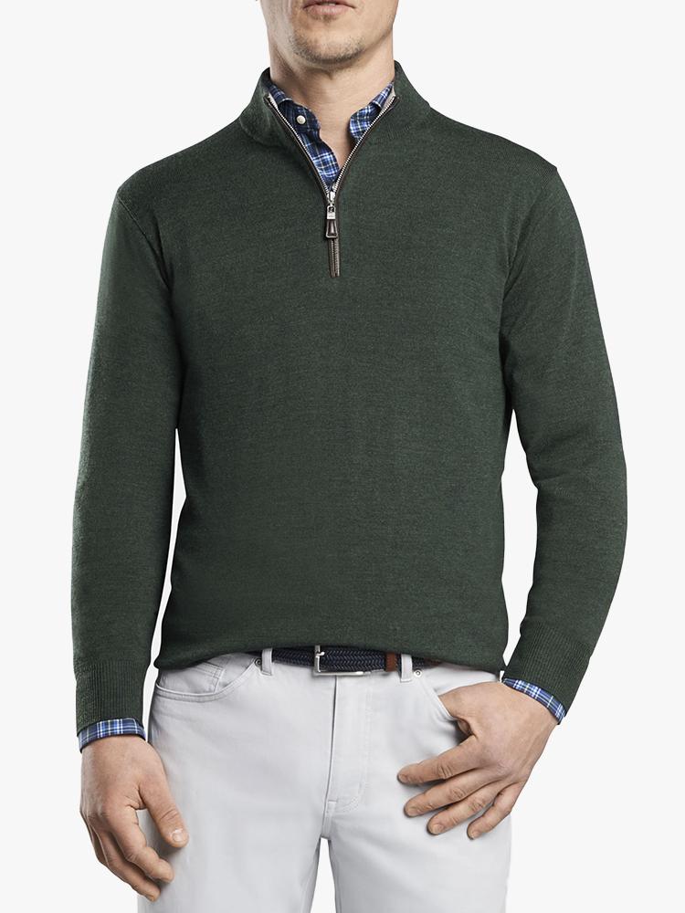 Peter Millar Men’s Crown Soft Nappa Trim Quarter-Zip Sweater - Saint Bernard