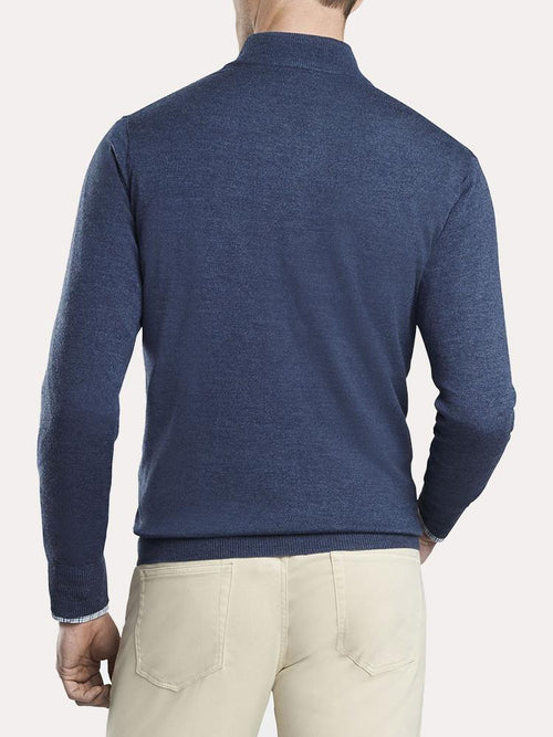 Peter Millar Crown Soft Suede Trim Quarter Zip Sweater
