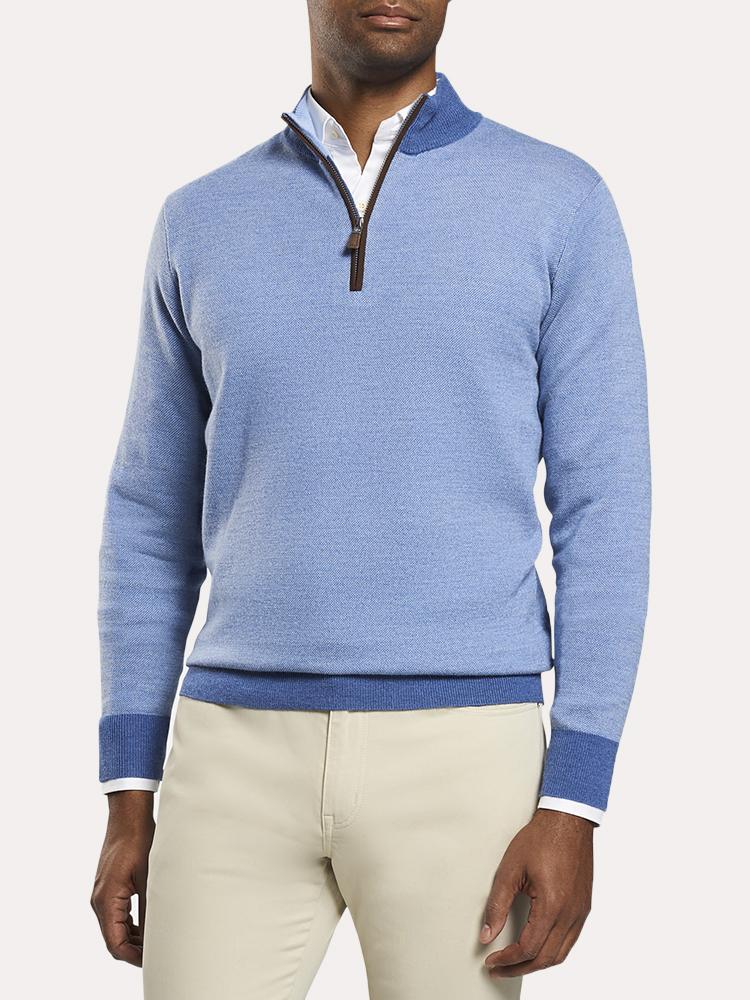 Peter Millar Men's Birdseye Quarter-Zip Sweater - Saint Bernard