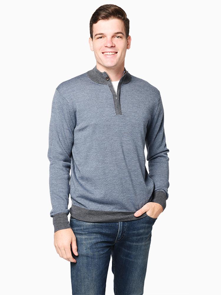 Peter Millar Men’s Needle Stretch Quarter-Zip Covered Placket Sweater - Saint Bernard