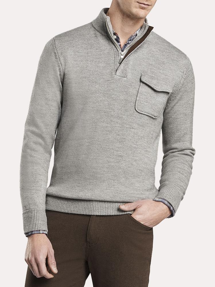 Peter Millar Men's Mountainside Westville One-Pocket Quarter-Zip Sweater - Saint Bernard