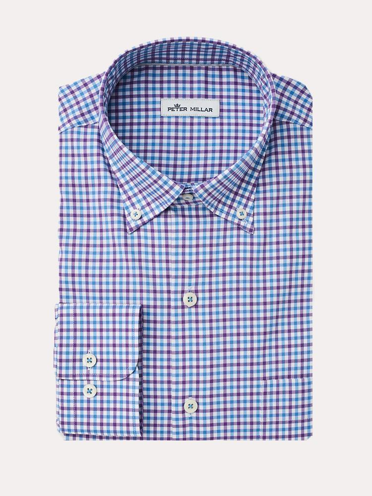 Peter Millar Men's Crown Light Stretch Parkcity Tattersall Shirt - Saint Bernard