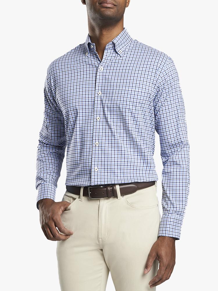 Peter Millar Men's Crown Light Stretch Parkcity Tattersall Shirt - Saint Bernard