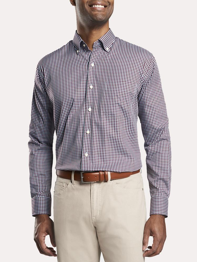 Peter Millar Crown Soft Stretch Gingham Sport Shirt - Saint Bernard